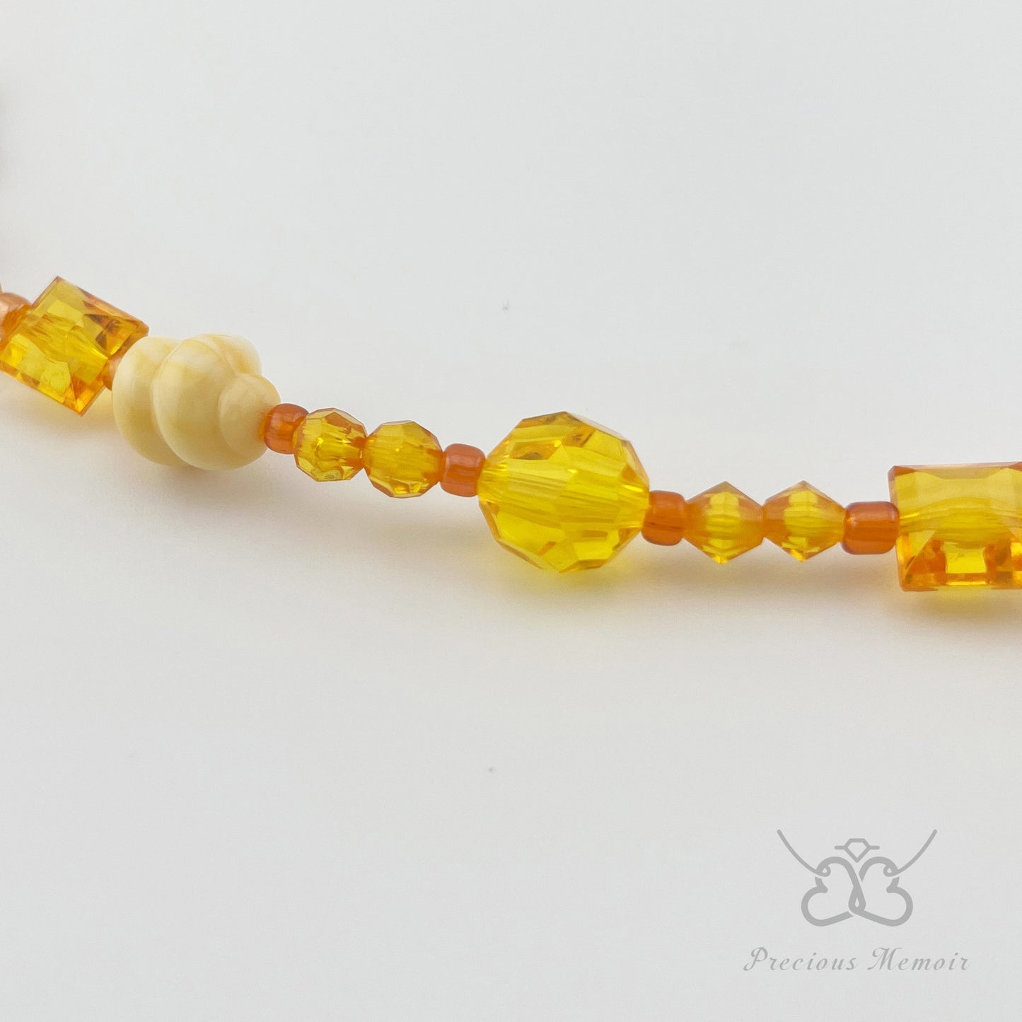 Yellow Bead Necklace w/ Polished & Natural Stone Design